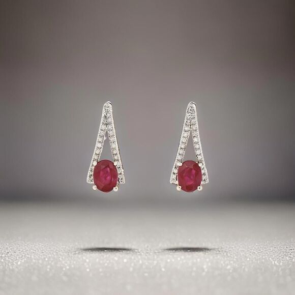 Natural Tourmaline Diamond Dangle Stud Earrings 0.75" 14k White Gold 2.48 TCW - Picture 11 of 13